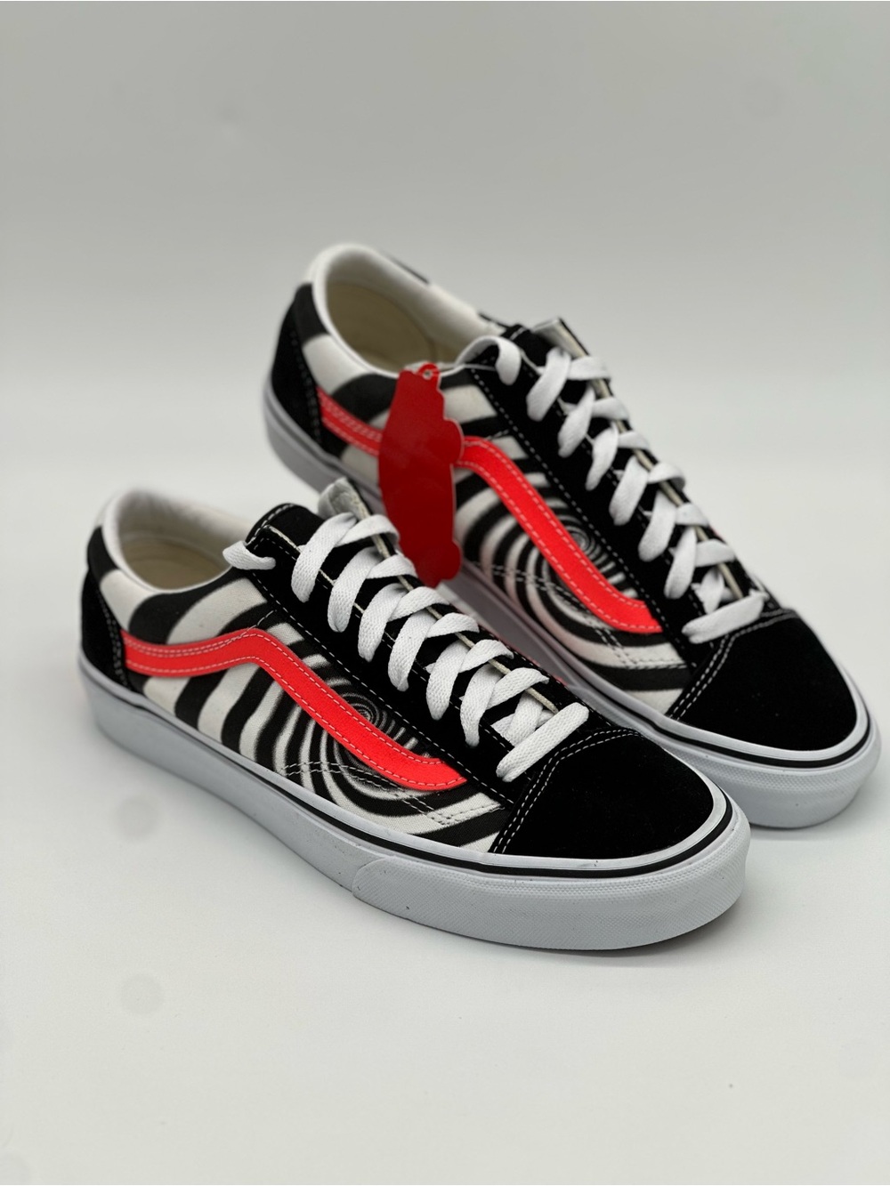Vans Black with Red Stripe Low-Top Sneakers